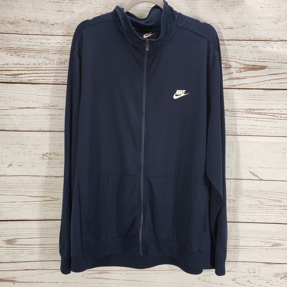 Nike Men's Blue Navy Full Zip Relaxed Stretch Active Wear Jacket Size XXL